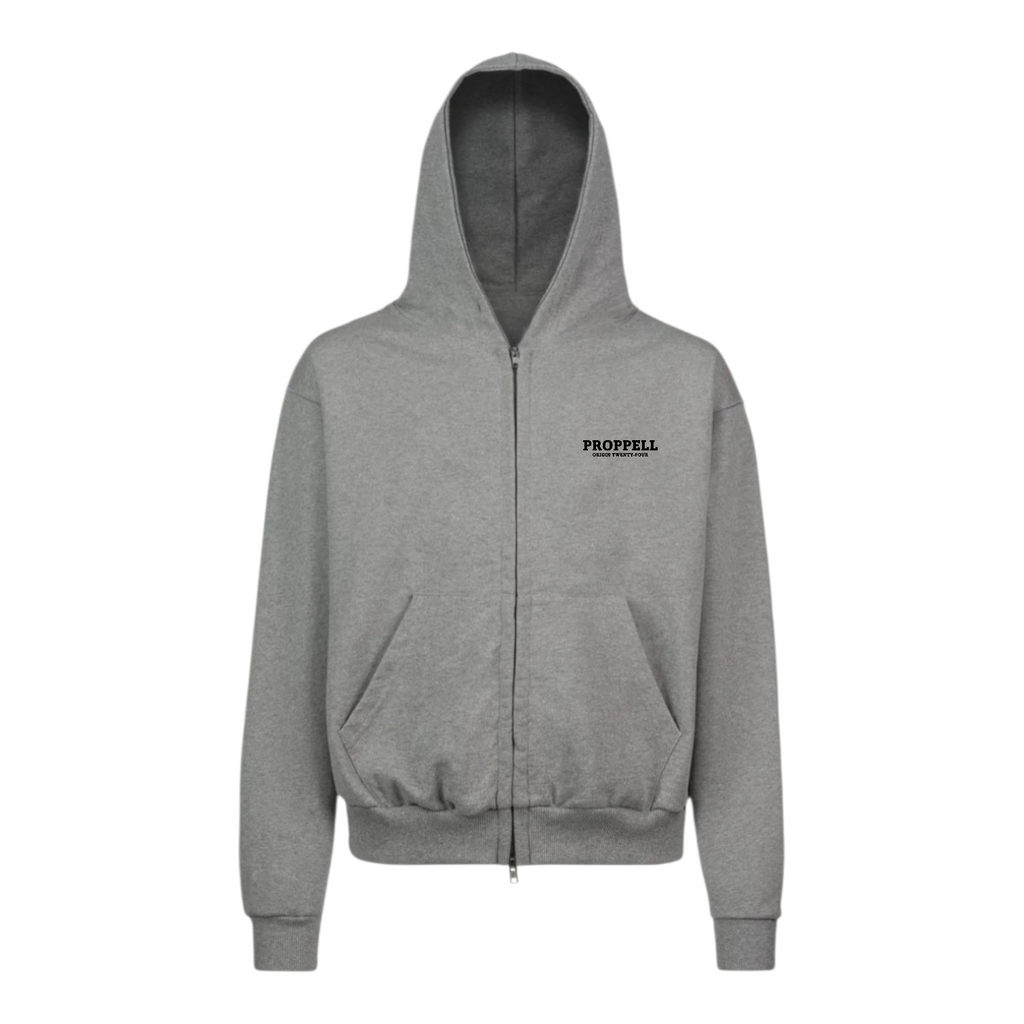 Zip Through Hoodie in Marl Grey