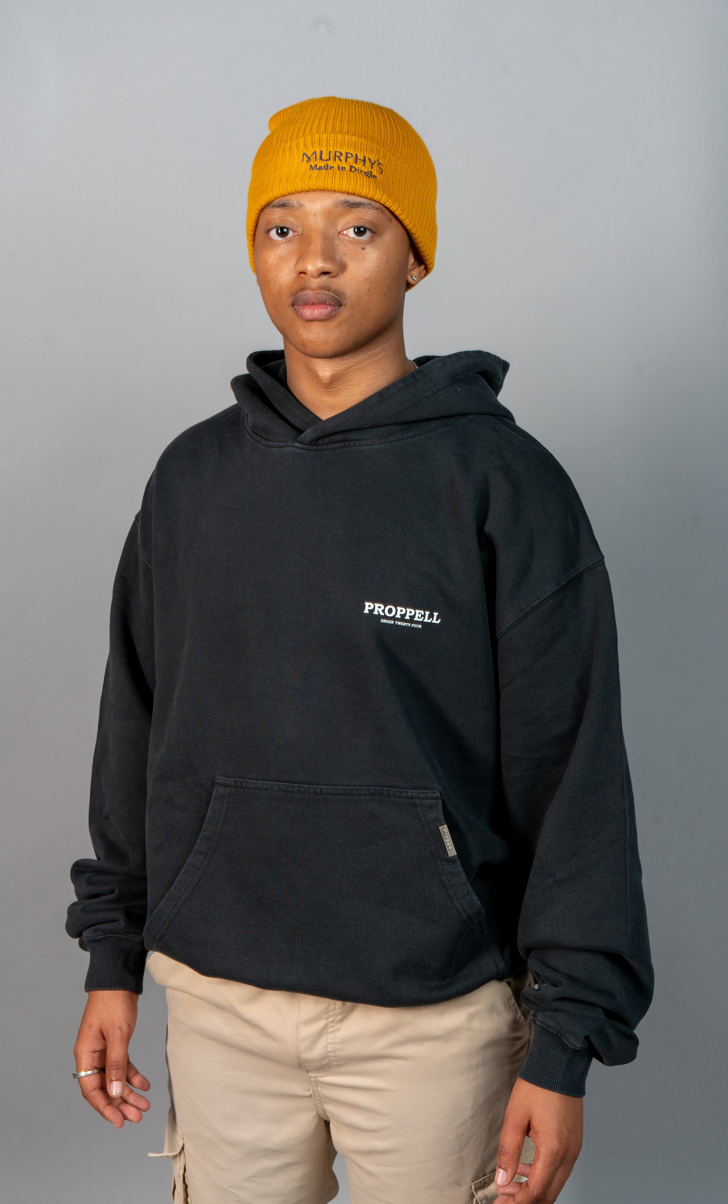 Oversized Hoodie Signature 024 in Washed Black