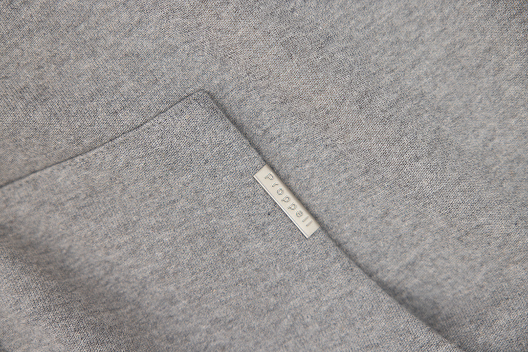 Zip Through Hoodie in Marl Grey