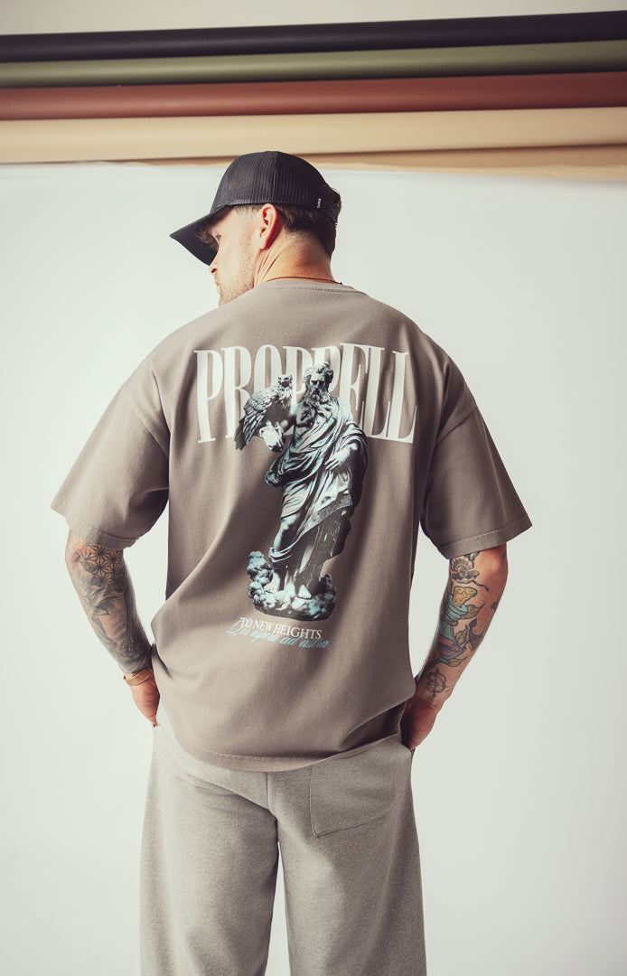 God of the Skies, oversized Tee in Pigment Grey