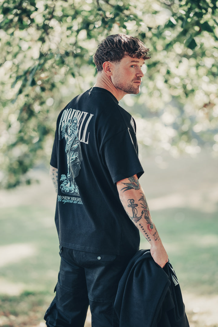 God of the Skies, oversized Tee in Carbon Black