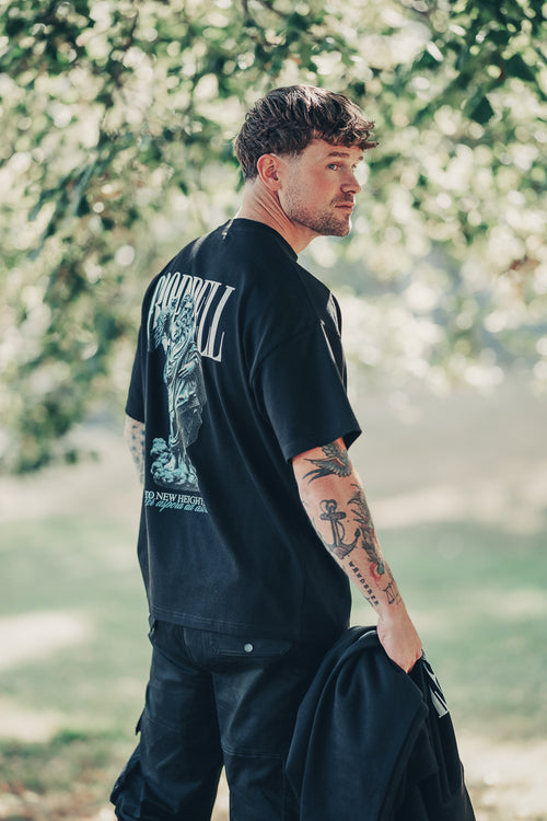 God of the Skies, oversized Tee in Carbon Black