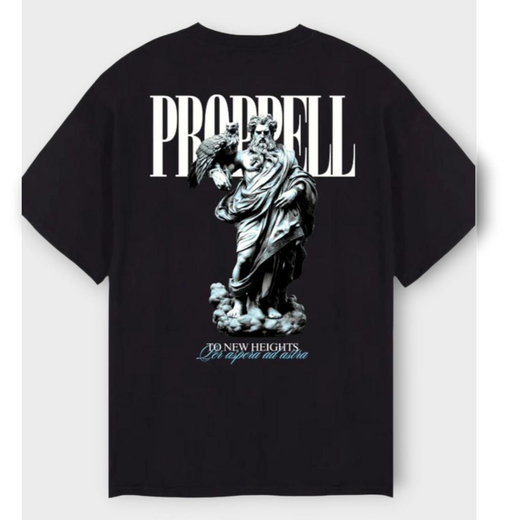 God of the Skies, oversized Tee in Carbon Black