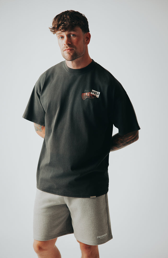 Invitation Only Oversized Tee in Washed Black