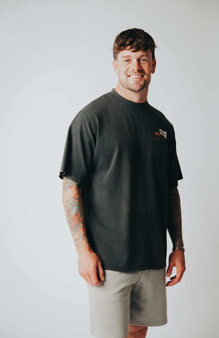 Invitation Only Oversized Tee in Washed Black
