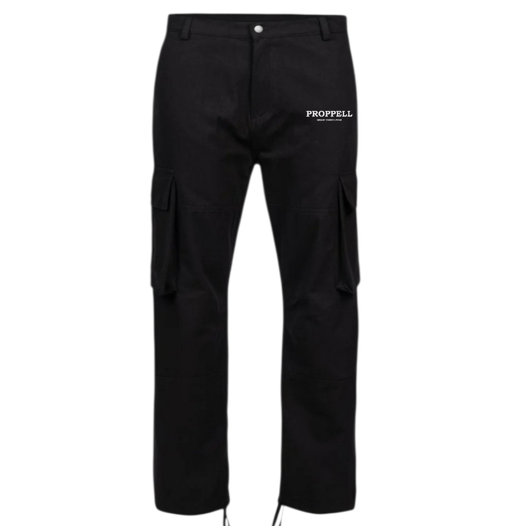 Straight Leg Cargo Utility Pants in Black