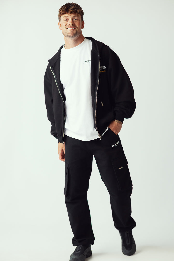 Straight Leg Cargo Utility Pants in Black