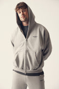 Zip Through Hoodie in Marl Grey