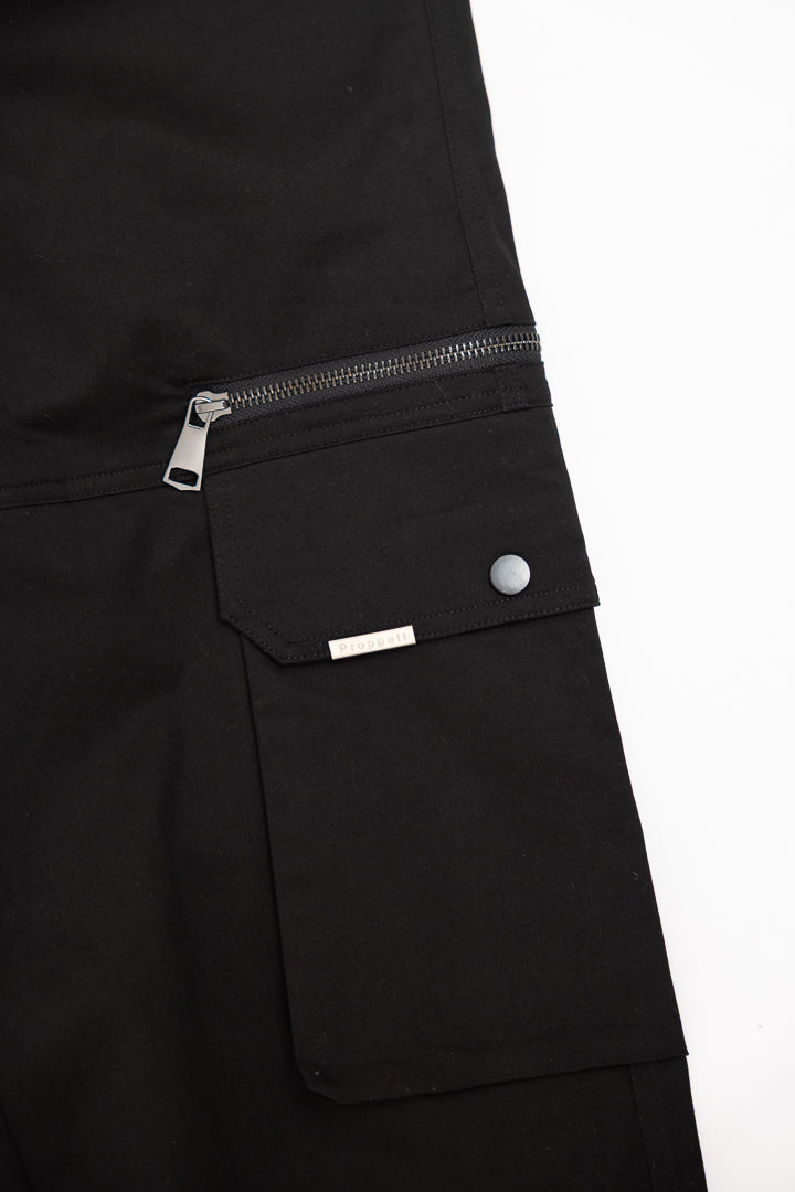 Cargo Cuffed Pants in Black