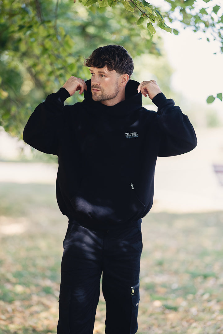 God Of The Skies Heavyweight Hoodie in Carbon black
