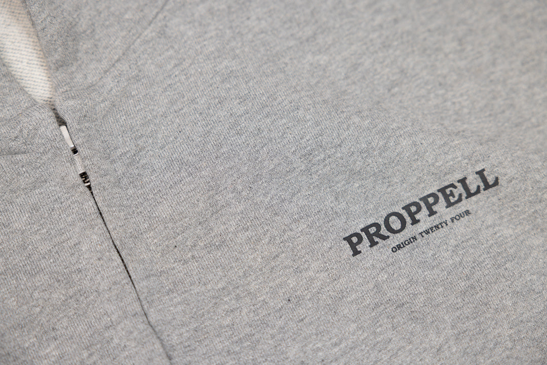 Zip Through Hoodie in Marl Grey