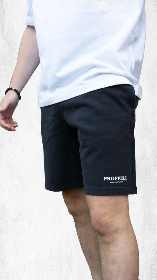 Relaxed Shorts in Washed Black