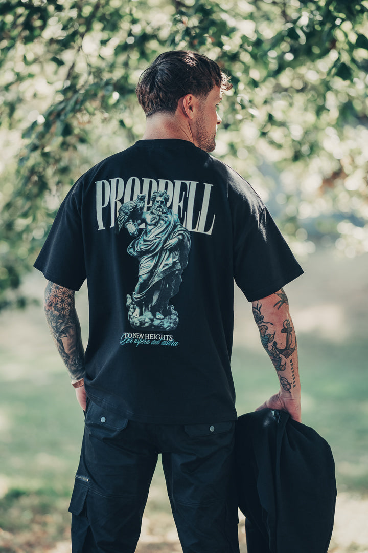 God of the Skies, oversized Tee in Carbon Black