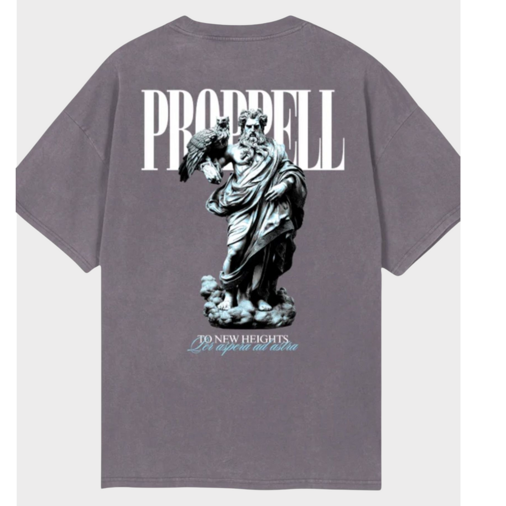 God of the Skies, oversized Tee in Pigment Grey