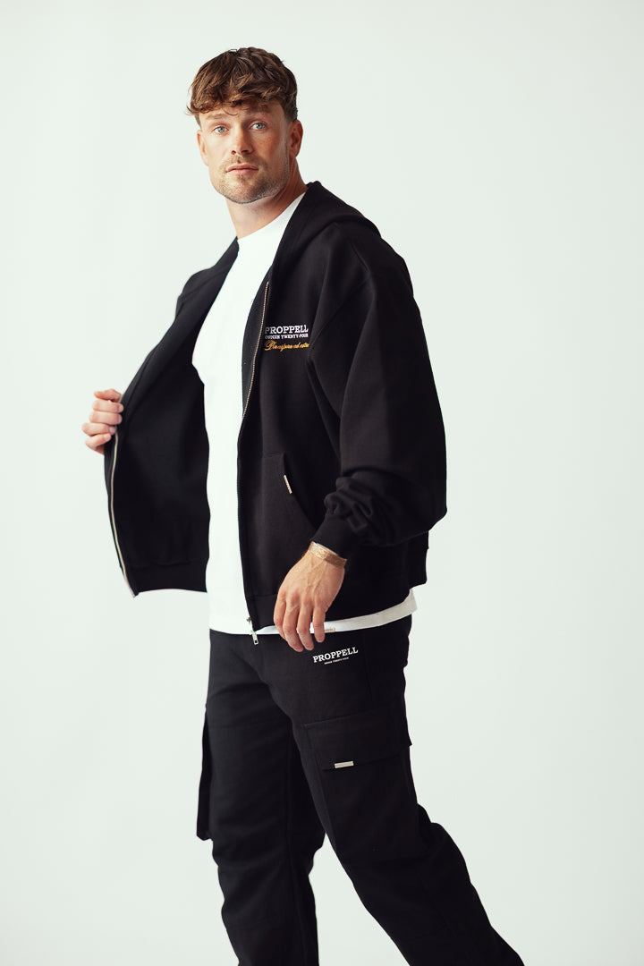 Straight Leg Cargo Utility Pants in Black